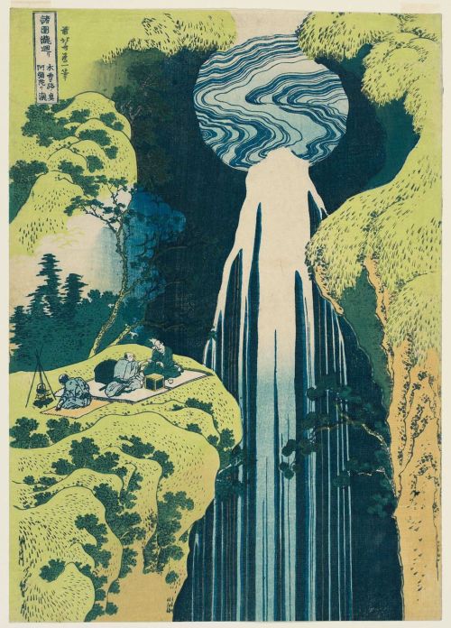 Cascate Amida nei rella remota regione lungo la strada di Kisokaidô (Kisoji no oku Amida-ga-taki), dalla series Un tour di cascate in varie province (Shokoku taki meguri): Katsushika Hokusai - 1832